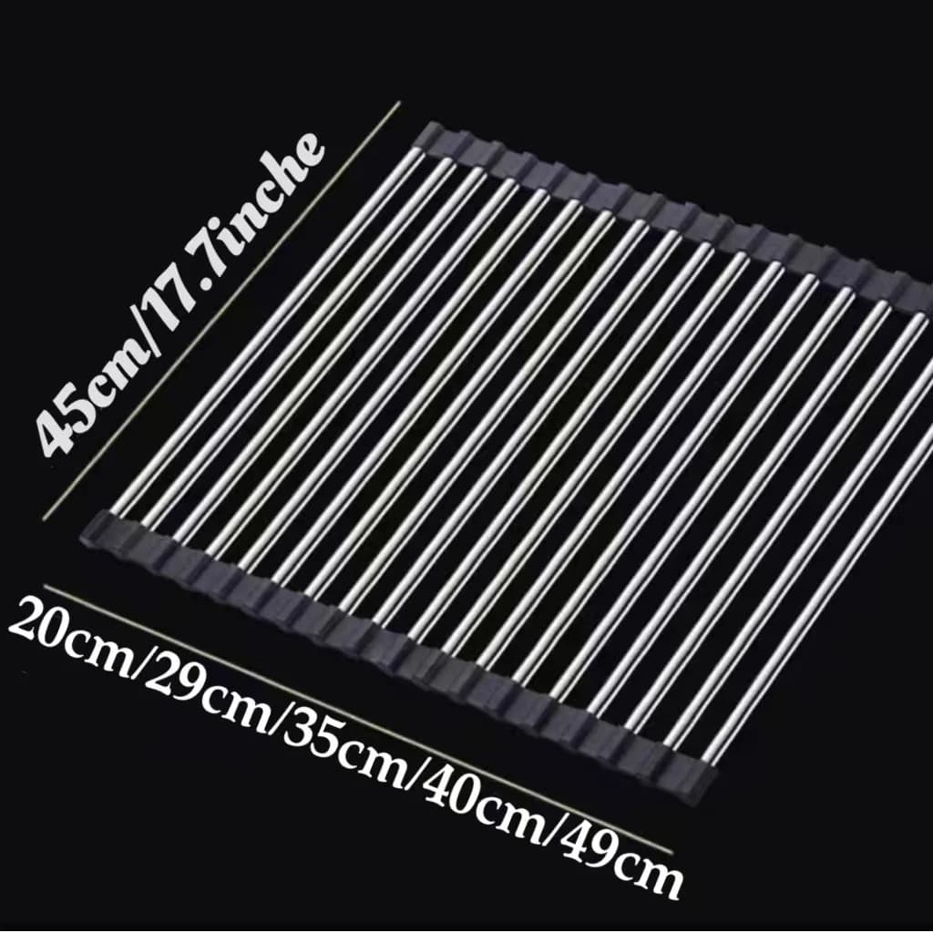 1PC Foldable Stainless Steel Sink Drainer Heat Resistant Kitchen Countertop Storage Organizer Vegetable Dish Water Filter Shelf
