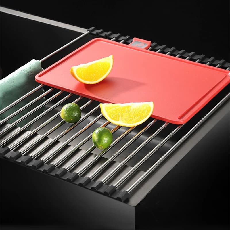 1PC Foldable Stainless Steel Sink Drainer Heat Resistant Kitchen Countertop Storage Organizer Vegetable Dish Water Filter Shelf