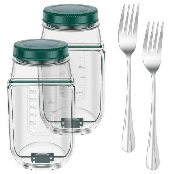 Pojemnik na sałatkę all-in-one – szczelny lunchbox z osobną komorą na sos